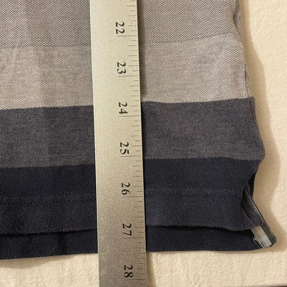 Banana Republic Mens Size Small Polo Shirt Striped Gray Blue Short Sleeve Cotton